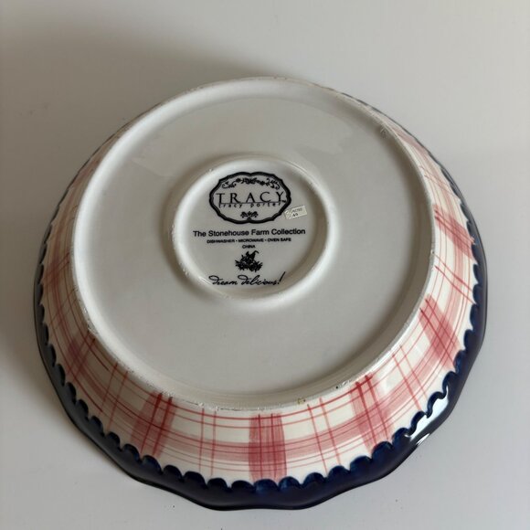 Tracy Porter Stonehouse Farm Collection Scalloped Bowl Painted Hen Chicken 10" - Picture 3 of 5